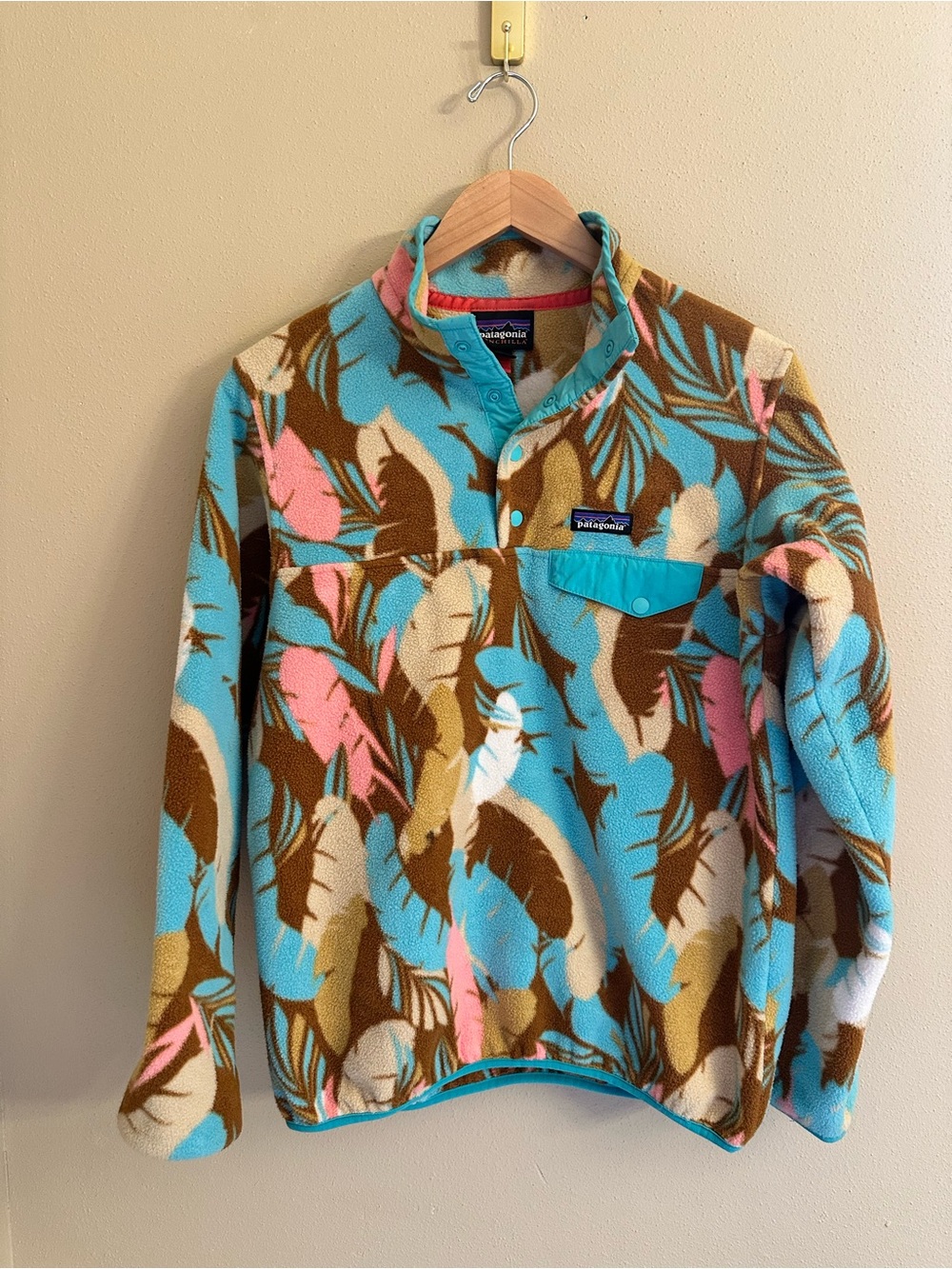 Patagonia Synchilla Snap T Fleece Pullover Women's Size Medium Feather Dance